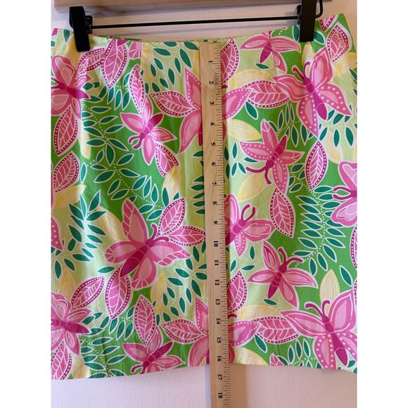 VTG Lilly Pulitzer Summer Fling Pink Green Butterfly Lined Mini Skirt Resort 4 - Picture 4 of 5